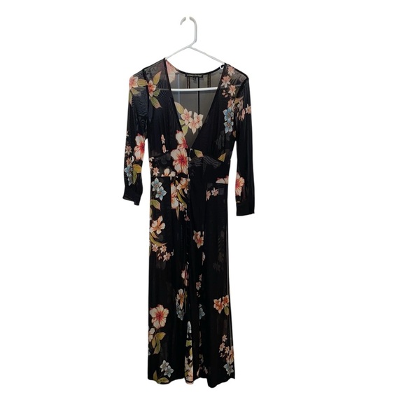 Always Indigo Floral Black Sheer Mesh Maxi Dress Fairy core Romantic - Picture 2 of 8